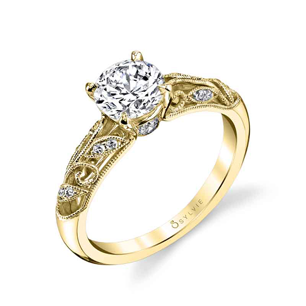 Vintage Inspired Round Diamond Engagement Ring